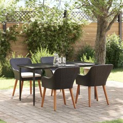 vidaXL Set da Pranzo da Giardino in Polyrattan Nero