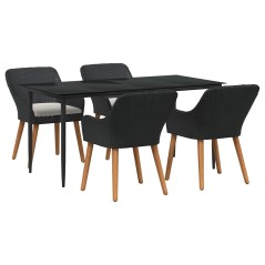 vidaXL Set da Pranzo da Giardino in Polyrattan Nero