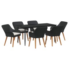 vidaXL Set da pranzo da giardino 7 pezzi in rattan sintetico nero