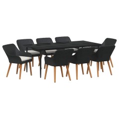 vidaXL Set da Pranzo da Giardino 9 Pezzi in Rattan Sintetico Nero