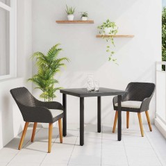 vidaXL Set da Pranzo da Giardino 3 Pezzi Nero in Rattan Sintetico
