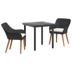 vidaXL Set da Pranzo da Giardino 3 Pezzi Nero in Rattan Sintetico