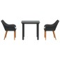 vidaXL Set da Pranzo da Giardino 3 Pezzi Nero in Rattan Sintetico