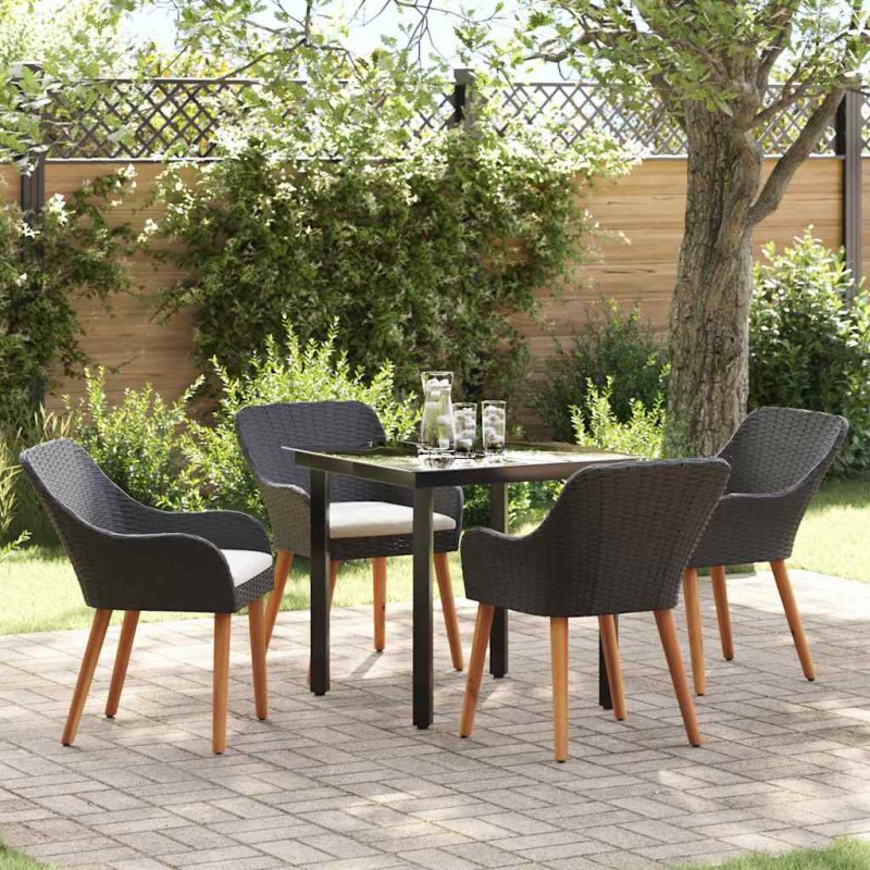 vidaXL Set da pranzo da giardino 5 pezzi in rattan nero vidaXL Set da pranzo da giardino 5 pezzi in rattan nero