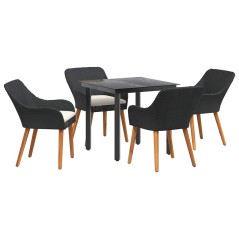 vidaXL Set da pranzo da giardino 5 pezzi in rattan nero