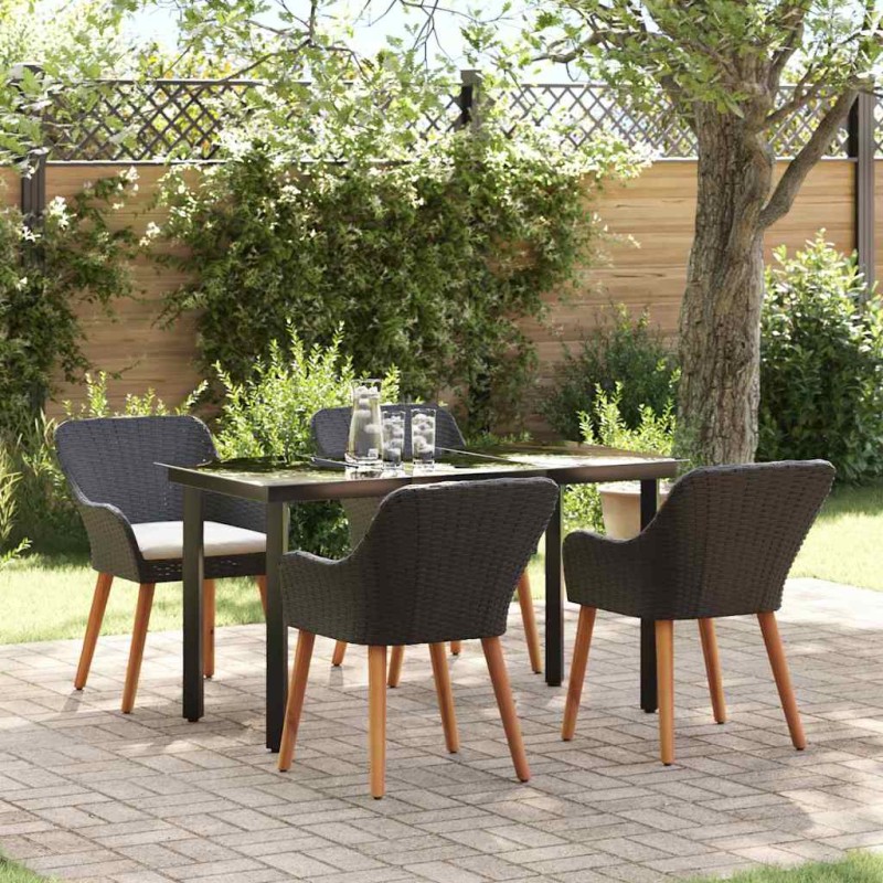 vidaXL Set da pranzo da giardino 5 Pezzi Nero in Rattan Sintetico vidaXL Set da pranzo da giardino 5 Pezzi Nero in Rattan Sintetico