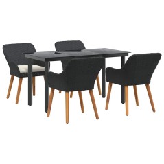 vidaXL Set da pranzo da giardino 5 Pezzi Nero in Rattan Sintetico