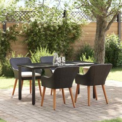 vidaXL Set da pranzo da giardino da 5 pezzi in rattan sintetico nero