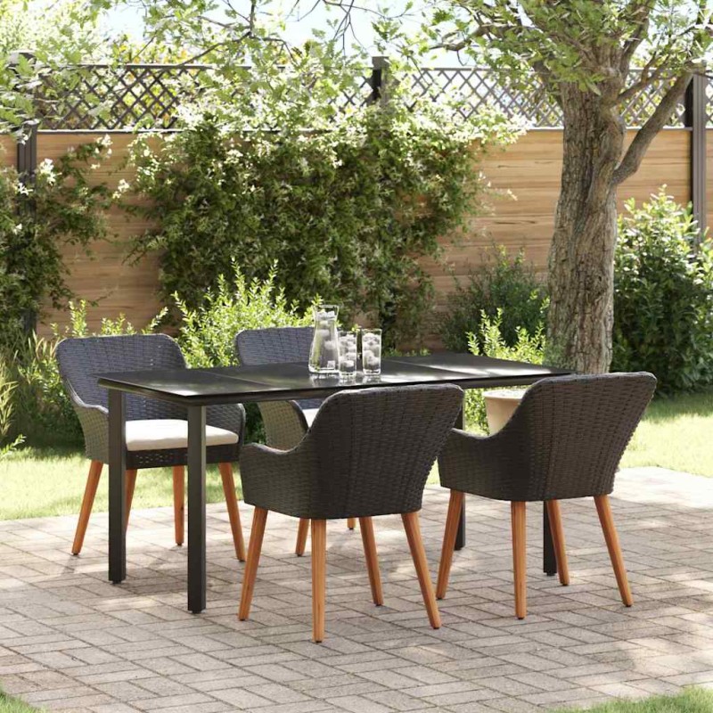 vidaXL Set da pranzo da giardino da 5 pezzi in rattan sintetico nero vidaXL Set da pranzo da giardino da 5 pezzi in rattan sintetico nero