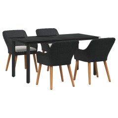 vidaXL Set da pranzo da giardino da 5 pezzi in rattan sintetico nero