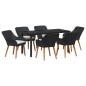 vidaXL Set da pranzo da giardino 7 pezzi nero in polyrattan
