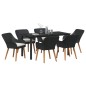 vidaXL Set da pranzo da giardino 7 pezzi nero in polyrattan