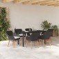 vidaXL Set da pranzo da giardino 7 pezzi nero in polyrattan