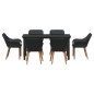 vidaXL Set da pranzo da giardino 7 pezzi nero in polyrattan