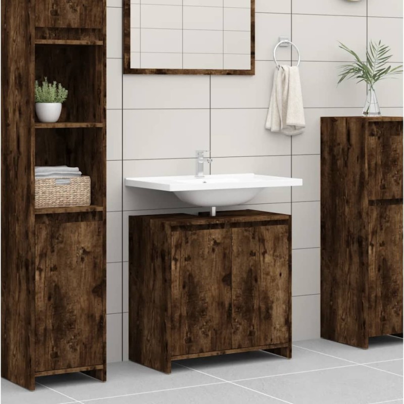 Armadietto Bagno Rovere Fumo 60x33x61 cm in Legno Multistrato Armadietto Bagno Rovere Fumo 60x33x61 cm in Legno Multistrato