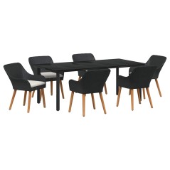 vidaXL Set da Pranzo da Giardino 7 Pezzi in Polyrattan Nero