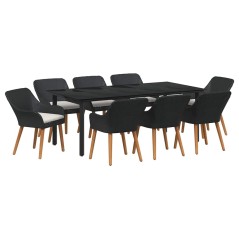 vidaXL Set da Pranzo da Giardino 9 Pezzi in Rattan Sintetico Nero
