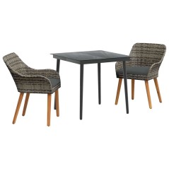 vidaXL Set da Pranzo da Giardino 3 Pezzi Grigio in Polyrattan