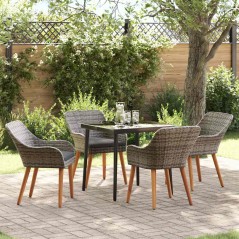 vidaXL Set da pranzo da giardino in polyrattan grigio