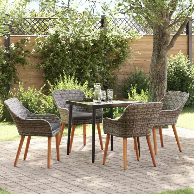 vidaXL Set da pranzo da giardino in polyrattan grigio vidaXL Set da pranzo da giardino in polyrattan grigio