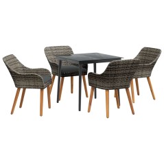 vidaXL Set da pranzo da giardino in polyrattan grigio