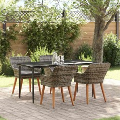 vidaXL Set da pranzo da giardino 5 pezzi in rattan grigio di