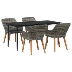 vidaXL Set da pranzo da giardino 5 pezzi in rattan grigio di