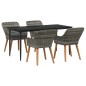 vidaXL Set da pranzo da giardino 5 pezzi in rattan grigio di vidaXL Set da pranzo da giardino 5 pezzi in rattan grigio di