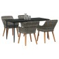 vidaXL Set da pranzo da giardino 5 pezzi in rattan grigio di vidaXL Set da pranzo da giardino 5 pezzi in rattan grigio di