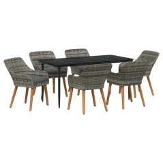 vidaXL Set da pranzo da giardino 7 pezzi grigio in rattan sintetico