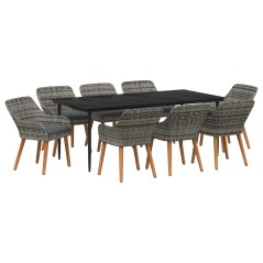 vidaXL Set da Pranzo da Giardino 9 Pezzi Grigio in Polirattan