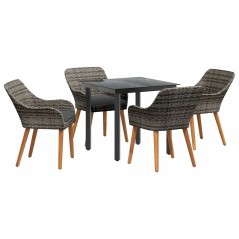 vidaXL Set pranzo giardino 5 pezzi grigio in rattan sintetico