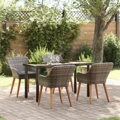 vidaXL Set da pranzo da giardino 5 pezzi Grigio in polirattan
