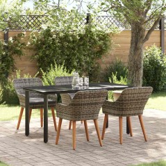 vidaXL Set da Pranzo da Giardino 5 Pezzi Grigio in Polyrattan