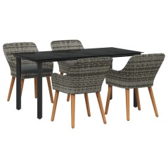 vidaXL Set da Pranzo da Giardino 5 Pezzi Grigio in Polyrattan