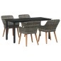 vidaXL Set da Pranzo da Giardino 5 Pezzi Grigio in Polyrattan vidaXL Set da Pranzo da Giardino 5 Pezzi Grigio in Polyrattan
