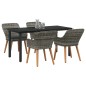 vidaXL Set da Pranzo da Giardino 5 Pezzi Grigio in Polyrattan vidaXL Set da Pranzo da Giardino 5 Pezzi Grigio in Polyrattan