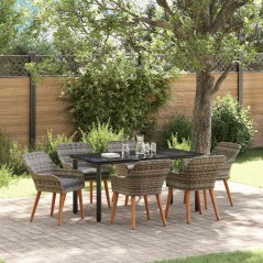 vidaXL Set da Pranzo da Giardino 7 Pezzi Grigio in Poly Rattan