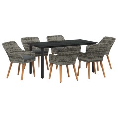vidaXL Set da Pranzo da Giardino 7 Pezzi Grigio in Poly Rattan