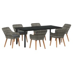 vidaXL Set da Pranzo da Giardino 7 Pezzi Grigio in Polyrattan