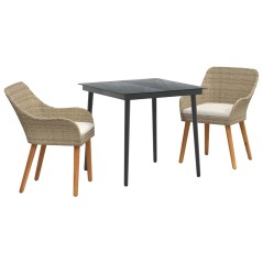 vidaXL Set da pranzo da giardino 3 pezzi beige in rattan sintetico