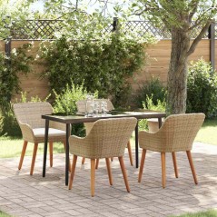vidaXL Set da pranzo da giardino 5 pezzi beige in polirattan
