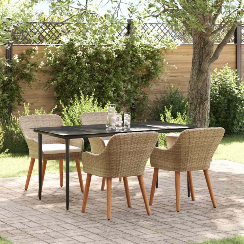 vidaXL Set da pranzo da giardino 5 pezzi in polirattan beige vidaXL Set da pranzo da giardino 5 pezzi in polirattan beige