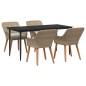 vidaXL Set da pranzo da giardino 5 pezzi in polirattan beige vidaXL Set da pranzo da giardino 5 pezzi in polirattan beige