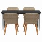 vidaXL Set da pranzo da giardino 5 pezzi in polirattan beige vidaXL Set da pranzo da giardino 5 pezzi in polirattan beige