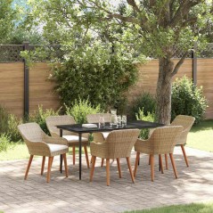 vidaXL Set da pranzo da giardino 7 pezzi beige in rattan sintetico