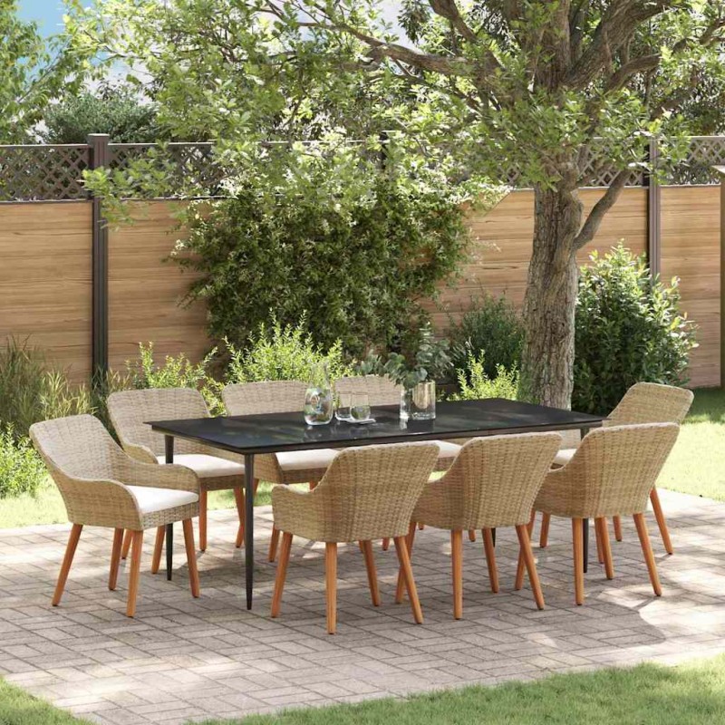 vidaXL Set da Pranzo da Giardino in Rattan Sintetico Beige vidaXL Set da Pranzo da Giardino in Rattan Sintetico Beige