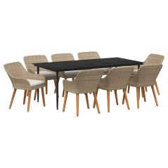vidaXL Set da Pranzo da Giardino in Rattan Sintetico Beige