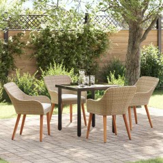 vidaXL Set da Pranzo per Giardino da 5 pezzi in Rattan Poliestere Beige