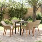 vidaXL Set da Pranzo per Giardino da 5 pezzi in Rattan Poliestere Beige vidaXL Set da Pranzo per Giardino da 5 pezzi in Rattan Poliestere Beige